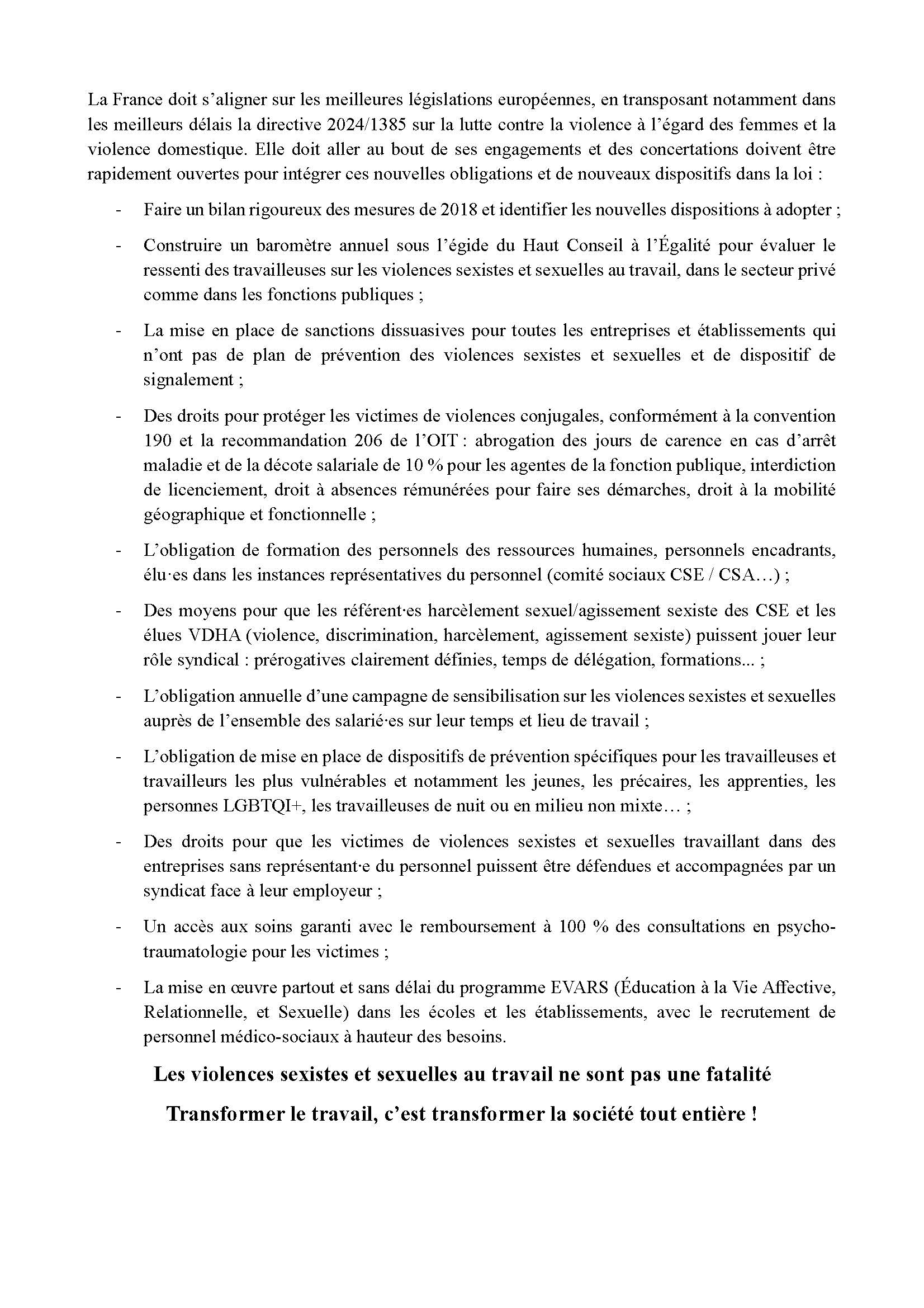 25 novembre 2025 : journée internationale de lutte contre les violences faites aux femmes Au travail aussi, il faut des actes et des moyens ! page 2